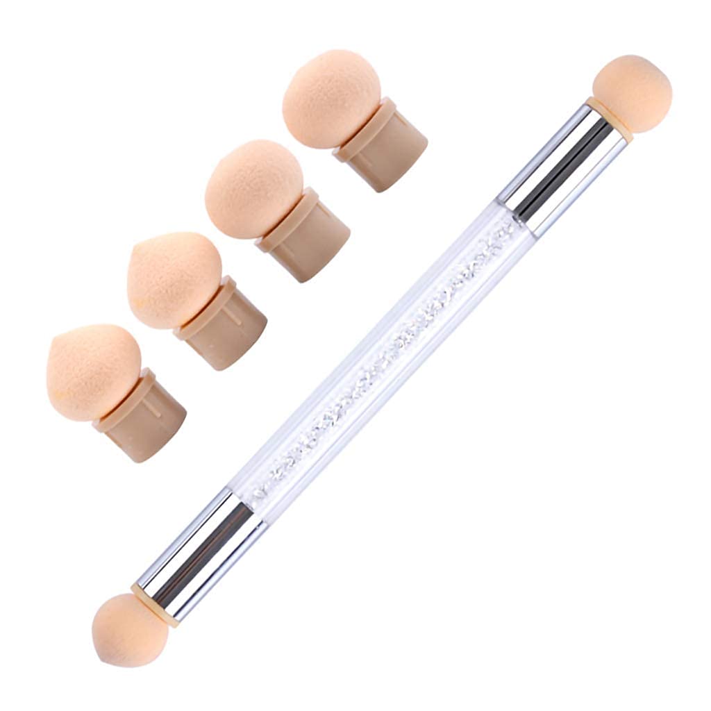 Cosluxe Sponge Nail Art Tool Pen Dual Head Nail Sponge Brush Picking Dotting Gradient Ombre Nail Pen Brush with 4 Replacement Heads