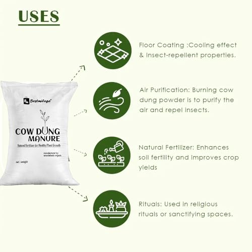 Image of Cow Dung Manure for Plants 25 kg - Organic Cow Dung Compost Fertilizer for Gardening, Pots, Kitchen Garden & Agriculture Use