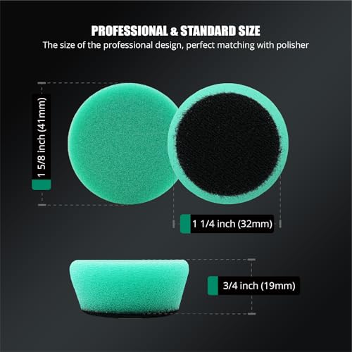 Image of SPTA Green T120 Heavy-Cut Mini Polishing Foam Pad, 5Pcs 1.3inch /32mm Sponge Polishing Buffing Pads, Car Foam Detail Polishing Pad Kit for Car Detail Polishing, Small Area Polishing -FPTSS1G