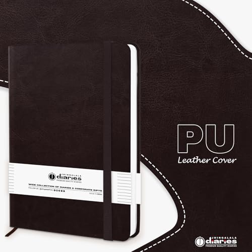 Image of Jhingalala Diaries - Hardbound Leather Cover Pocket Size Corporate Executive Diary Notebook I Pocket Diary For Men and Women I A6 Size I 80gsm Paper I 192 Ruled Pages (Dark Brown)