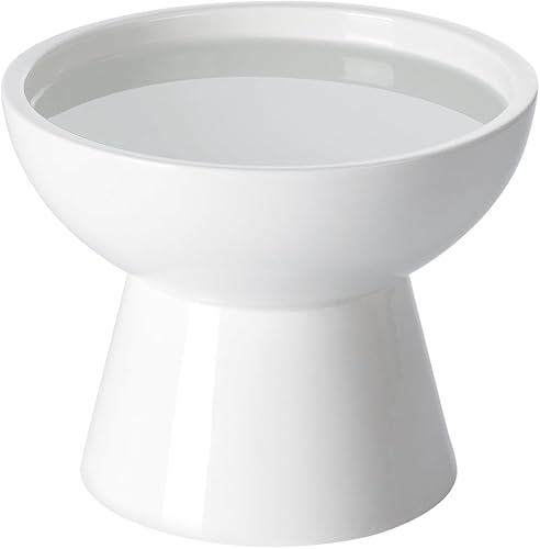 LoeJan Juego de cuencos elevados de comida y agua para gatos, cuencos de cerámica extra anchos y elevados, comedero a presión antivómitos para gatos