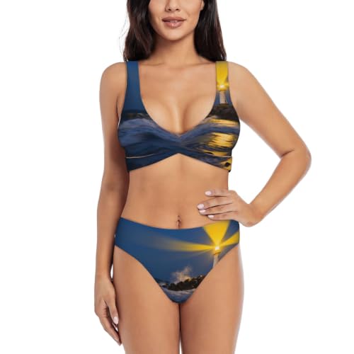 Push-up maillot de bain deux pièces à coussinets amovibles Lighthouse Coast Rock confort