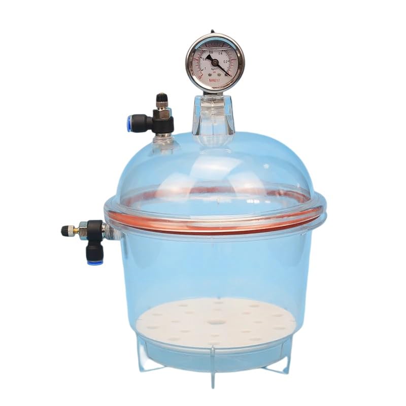 150MM Polycarbonate Plastic Vacuum Dryer Laboratory Dryer Transparent Vacuum Drying Kettle Double Valve with Pressure Gauge