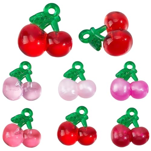 48 breloques cerises en résine pour création de bijoux DIY - 8