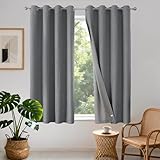 Joydeco 100% Blickdichte Vorhänge mit Ösen Gardinen Leinenoptik 2 Stück, Verdunkelungsvorhang Leinen Thermovorhang Hitzeschutz, Wärmeisolierte Beschichtung Rückenschicht für Schlafzimmer Wohnzimmer