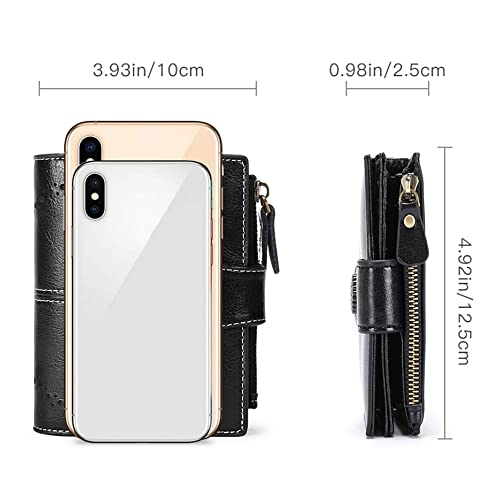 Image of SENDEFN Small Womens Wallet Leather Bifold Card Holder RFID Blocking with Zipper Coin Pocket
