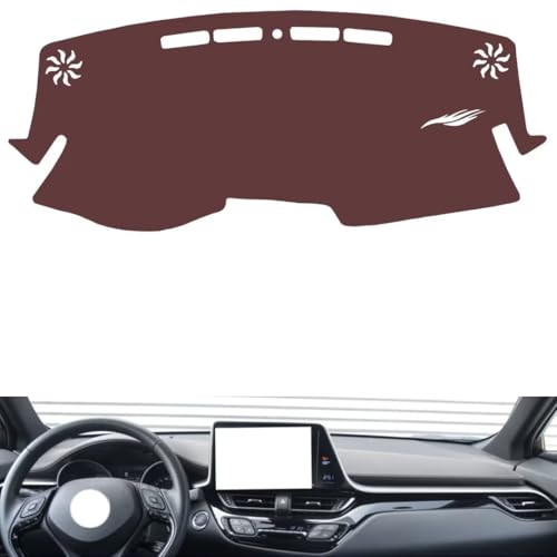 Leather Dash Board Cover mat Compatible with Toyota IZOA ，Anti-Glare and dust Protector(Brown)