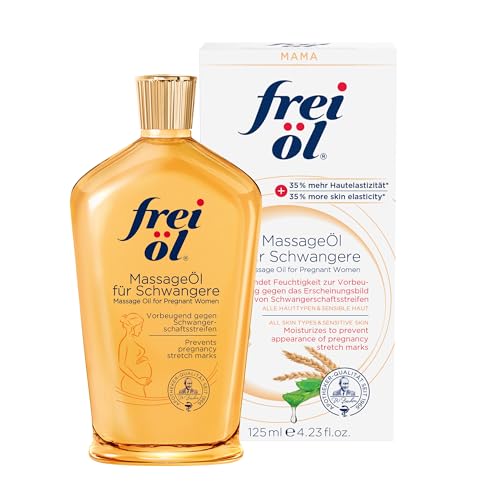 Massage Body Oil for Pregnant Woman – Maternity Skincare Oil, Skin Elasticity Increase by 35% – Prevents Stretch Marks, Safe to use for mom & Baby – Vegan, 125 ml / 4.23 Fl Oz