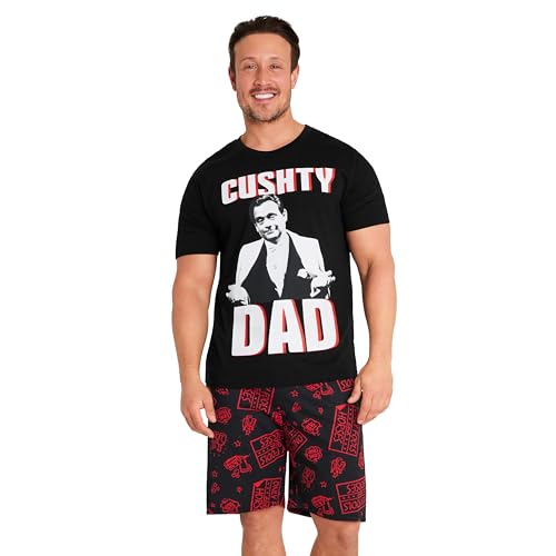 Only Fools and Horses Mens Pyjamas Set Short PJs Lounge Set Comfy Sleepwear Breathable Soft Nightwear Funny Dad Gifts (Black 3XL)