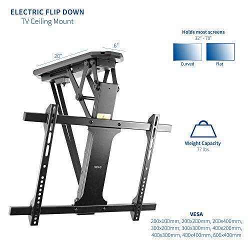 VIVO Electric Ceiling TV Mount for 32 to 70 inch Screens, Large Flip Down Motorized Pitched Roof VESA Mount, Master Pack… - Image 3