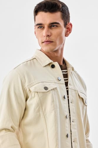 Image of SNITCH Men Streetwear Jacket| Regular Fit Full Sleeve Point Collar Washed Design | Durable 100% Cotton Denim & Flap Pocket Style For Casual Layering Wear