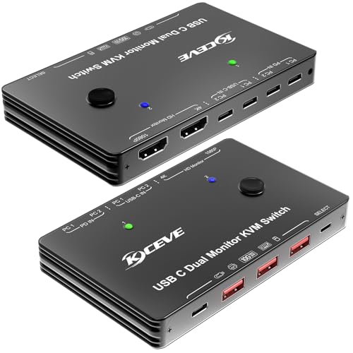 Commutatore KVM USB-C Per 2 PC E 1 Monitor 4K@60Hz – SUIDEK, Con USB-A, USB-C, PD 100W, Controllo A Pulsante - 2