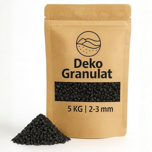 Deko-Granulat schwarz als farbige Streudeko - 5 kg kleine Deko-Steine Ø 2-3 mm für Gläser, Vasen