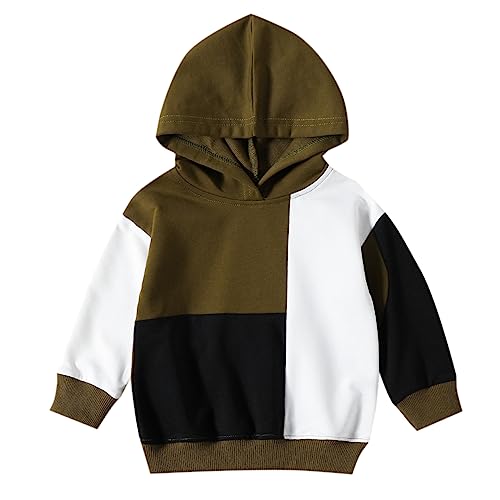 Toddler Boys Autumn Longt Sleeve Color Block Hooded Tops Sweater Tall Hoodie