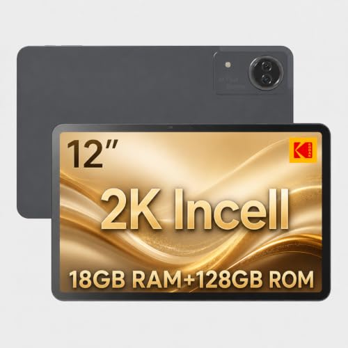 Image of KODAK K12 12 Inch Android 15 Tablet, 18GB RAM 128GB ROM(1TB Expandable), 2000x1200 Incell Display, Octa-Core Processor, 8000mAh Battery, Dual WiFi, Bluetooth