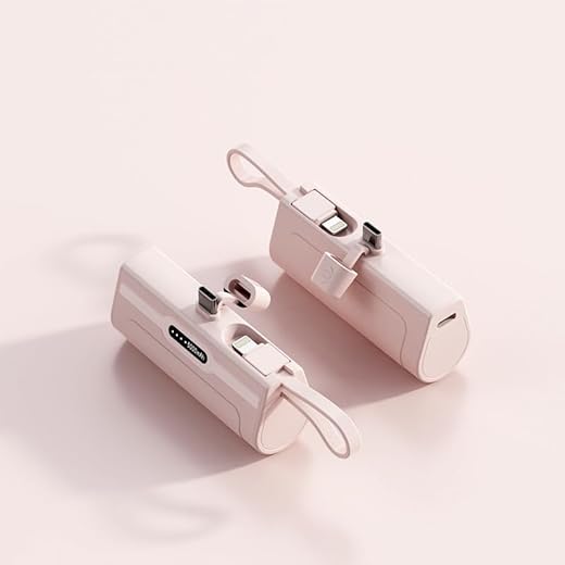 Carregador portátil Mini Mobile Power 5000mAh e 10000mAh 10W de carregamento rápido Carregadores Portáteis para Celular - Rosa, 10000mAh Porta Type-C com cabo Apple