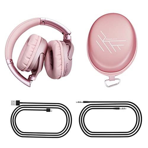 Powerlocus Bluetooth Headphones Over Ear, [Bass-Mode Button] Wireless Headphones, Foldable Hi-Fi Stereo, Soft Memory Foam Earmuffs, Metal Extendable Sides, Headset With Microphone For Phone/Pc/Tv #TOP6