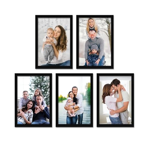 Image of A4 Size Photo Frame For Wall Set of 5 Black Picture Frame For Home and Office Decoration, Size -8x12 Inches (Design 05)