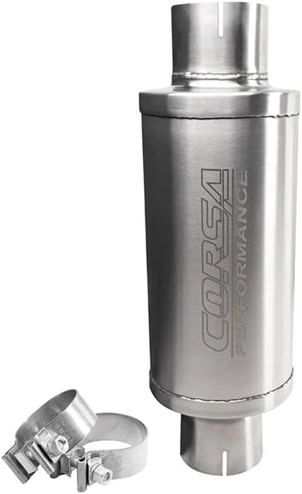 Corsa - 304 Stainless Steel 3in Pro Series Packed Resonator (Slip Fit) (6-8DB) w/ 2 Clamps - Brushed (PKM2003)