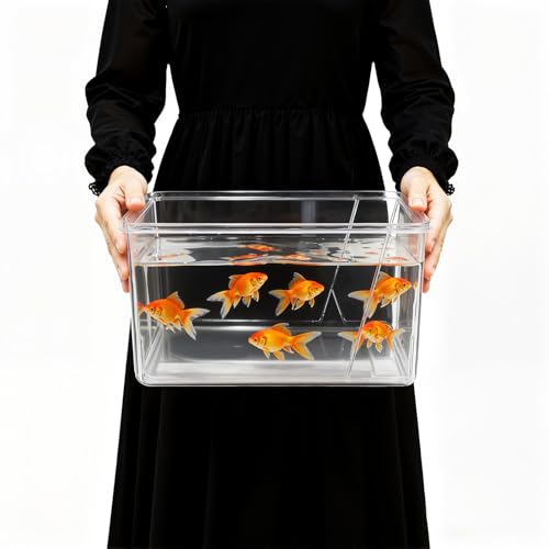 Image of Geelin 1.5 Gallon Plastic Fish Tank Large Bowl Shatterproof with Crystal Clear Clarity for Terrarium, Flower Vase Centerpiece Gift for Fish Lovers (Square)