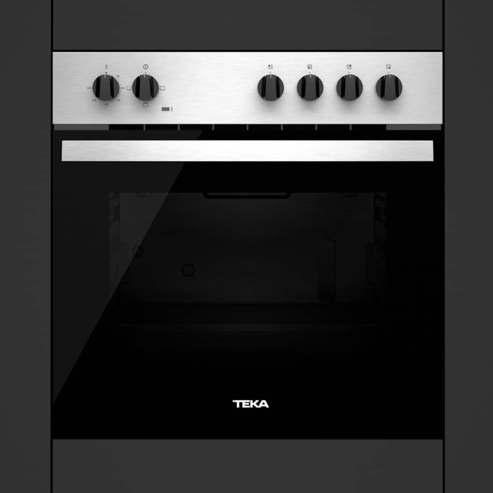 Teka HBE 435 ME - Horno Polivalente Convencional de 60 cm, 3 Funciones de Cocinado, Puerta 2 Cristales, Bandeja Profunda Esmaltada, Color Acero Inoxidable