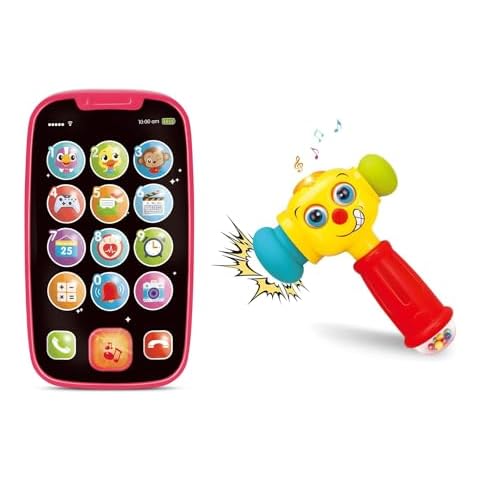 Stone and clark Educational Baby Toy Bundle - My First Smartphone Baby Toy + Toy Hammer w/Lights and Music Cover