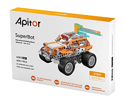 SPC Apitor SuperBot, robot educativo STEAM, 18 robot preprogettati e oltre 400 pezzi per creare costruzioni proprie, telecomando tramite app, compatibilità con altre piattaforme