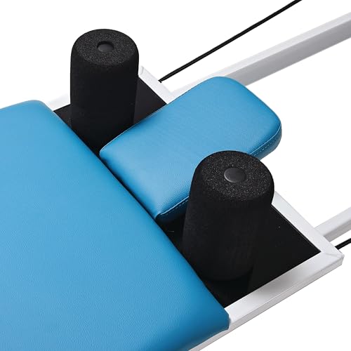 AeroPilates Home Studio Pilates Reformer with Cardio Rebounder, Pull-Up Bar, DVDs & Online Workouts – Full-Body Pilates Machine for Toning, Strength, Flexibility & Cardio at Home (Blue) - Thumbnail 3