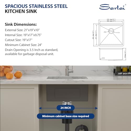 Image of Sarlai 21 Undermount Bar Sink 21 inchx19 inch Kitchen Bar Sinks Ledge Workstation