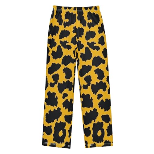 Boys' Pants Leopard Black and Yellow Long Bottoms Jogger Pants Elastic Waist Trousers with Pockets S-XL