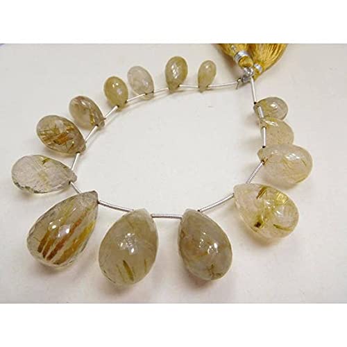 Gouttes quartz rutilé doré : un fil de pierres précieuses pour un cadeau mémorable