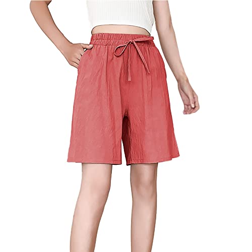 Pantalones cortos cálidos para mujer, cintura elástica, pantalones cortos de entrenamiento con bolsillos, pierna ancha, pantalones deportivos casuales de negocios, talla grande, C, M