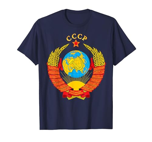 CCCP URSS Comunista Soviético Vintage Retro Camiseta, Hombre, Azul Marino, L