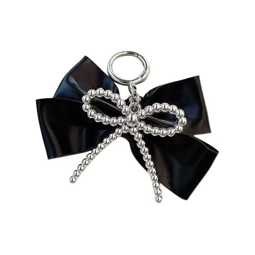 yanwuwa Llavero con lazo con diseño retro moderno para bolso de moda, decoración de teléfono, accesorio ligero P, Negro, M