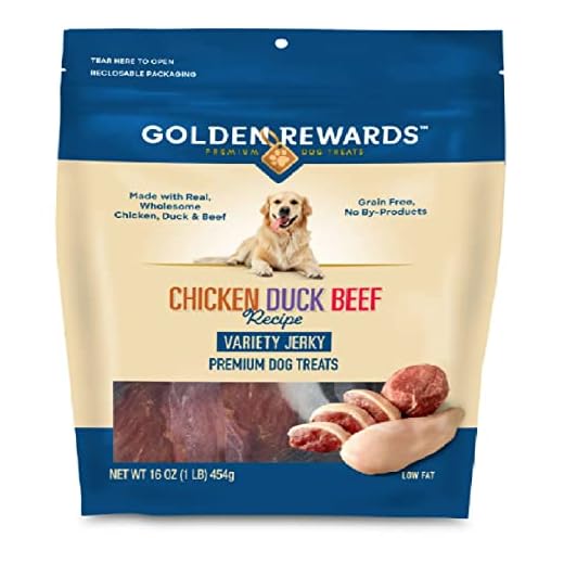 Golden Rewards Premium Chicken, Duck, and Beef Recipe Variety Dry Jerky Treats for All Dogs, 16 oz