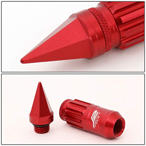 J2 Engineering 7075 Aluminum Red M12 x 1.5 16Pcs L: 80mm Spiky Cap Lug Nut w/4Pcs Lock+Key by J2 Engineering - Image 4