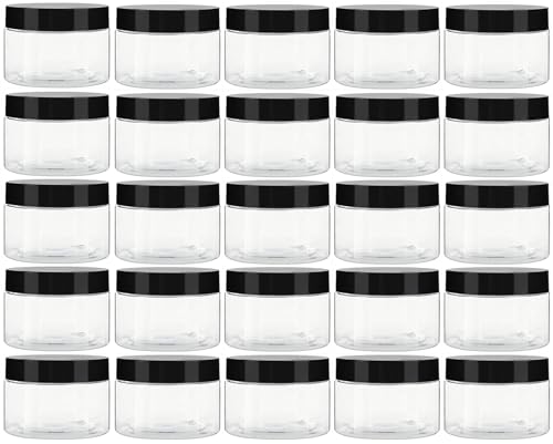 TUZAZO 4 Oz Plastic Container Jars with Lids BPA Free, 24 Pack Empty Round Clear Cosmetic Slime Jars for Lotion, Cream, Ointments, Body Butter, Makeup, Travel Storage