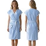 HUANYO Women's Luxurious Bathrobe Towel Dress - Super Soft & Quick-Dry Microfiber, Wrap Around Design with Adjustable Straps for Spa, Beach, After Shower, Hotel & Travel (blue)