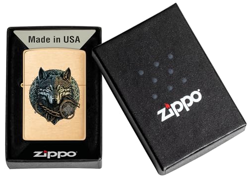 Encendedor Zippo Wolf Warrior Brushed Brass miniatura 6