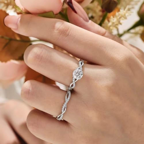 Moissanite Infinity Wedding Ring Sets For Women Round Cut Bridal Ring Sets 925 Sterling Silver Sz 5-104