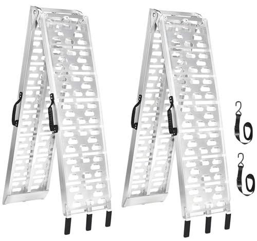 7.5 FT Aluminum Loading Ramps for Pickup Trucks | 1500 lbs Capacity ATV, Motorcycle, Lawn Mower, Dirt Bike, UTV Loading | Foldable, Lightweight with Rubber Handles | 2PC Set