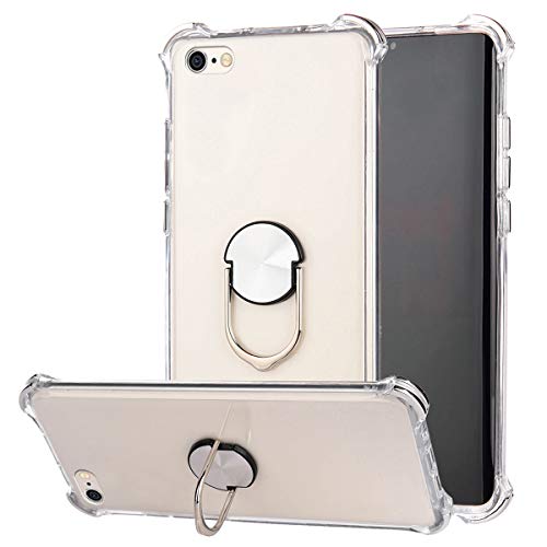 Robinsoni Case Compatible with iPhone 6S Plus Cover Silicone TPU Case Transparent Four-corner Airbag Drop-proof Case with Ring Clear Kickstand Cover Ultra Thin Bumper Shockproof Ring Case Silver