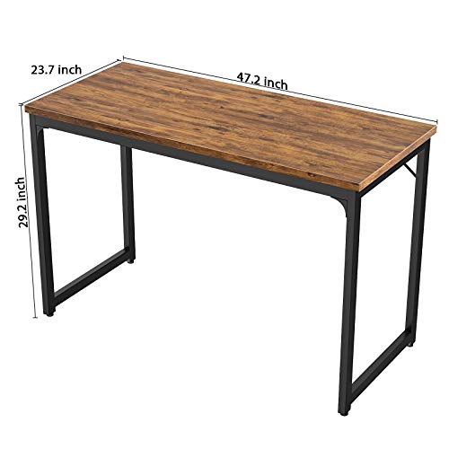 Foxemart 47 Inch Computer Desk Sturdy Office Desks 47” Modern Pc Laptop Notebook Study Writing Table For Home Office Workstation, Rustic Brown #TOP6