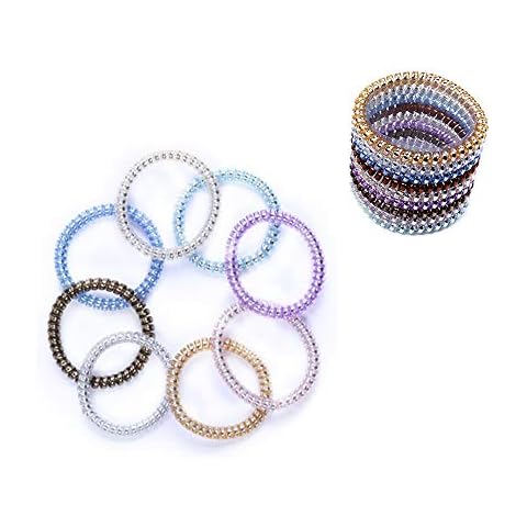 20 Pcs Spiral Hair Ties Telephone Coil,Hair Band Ponytail Holder, No Crease Phone Cord Hair Ties,for All Hair Types/Women Girls (Colorful Hair Coils) Cover