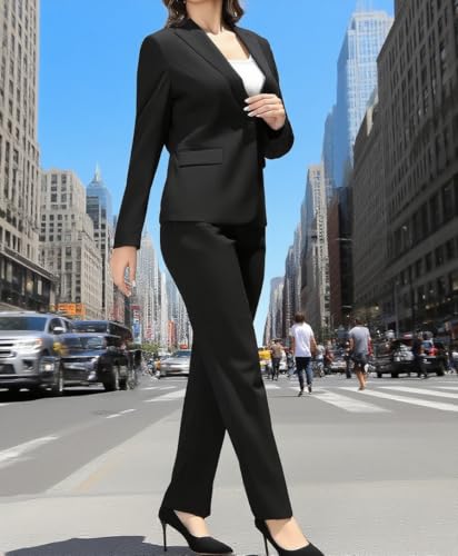 Women Pants Suit Business One Button Blazer Jacket with Pants for Office Ladies4