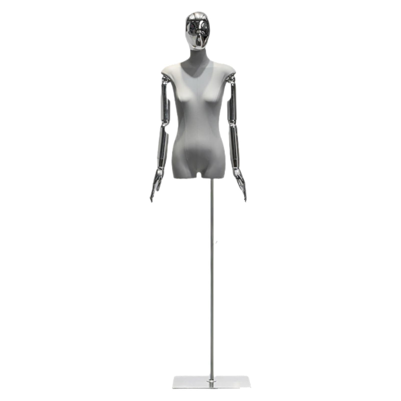 Mannequin de robe réglable avec bras et support en métal pour vitrine de magasin