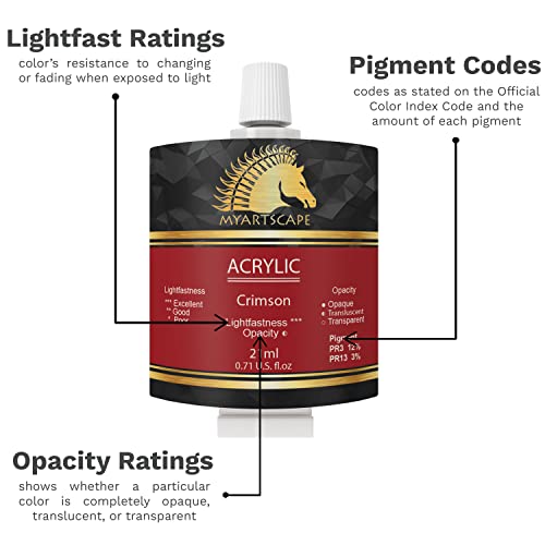 MyArtscape Acrylic Paint Set - 72 x 21ml Tubes with 3 Paint Brushes Art Supplies - Artist Quality Paints - Lightfast - Heavy Body - Highly Pigmented Colors with Great Coverage - Professional Art - Thumbnail 2