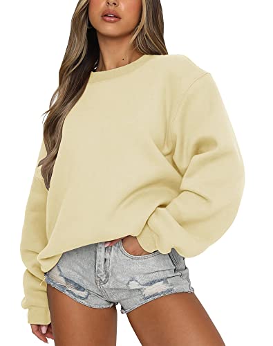 Orchidays Women's Casual Crewneck Sweatshirt Long Sleeve Loose Fitting Pollovers Fall Tops (Apricot,Xx-Large,Female,Adult,Us,Alpha,Xx-Large,Regular,Regular) #TOP10