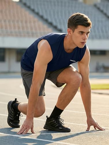 Image of DEMOZU Men's Sleeveless Workout Swim Shirt Quick Dry Athletic Muscle Beach Tank Top Big and Tall