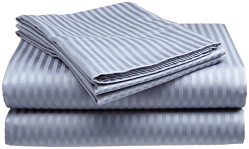 Queen Size Light Blue 400 Thread Count 100%cotton Stripe Sheet Set (Queen)
